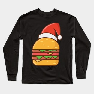 Burger with santa hat Long Sleeve T-Shirt